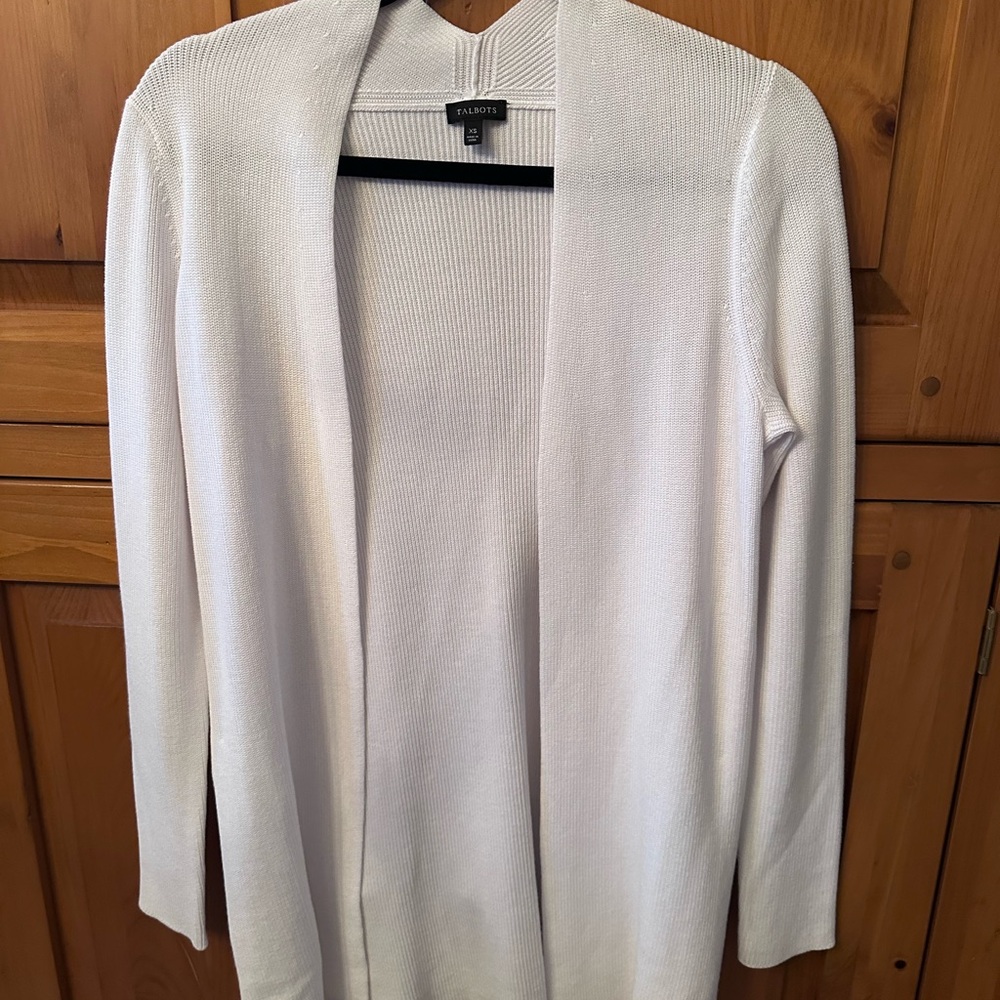 Talbots White Open Front Sweater. Heavier weight.